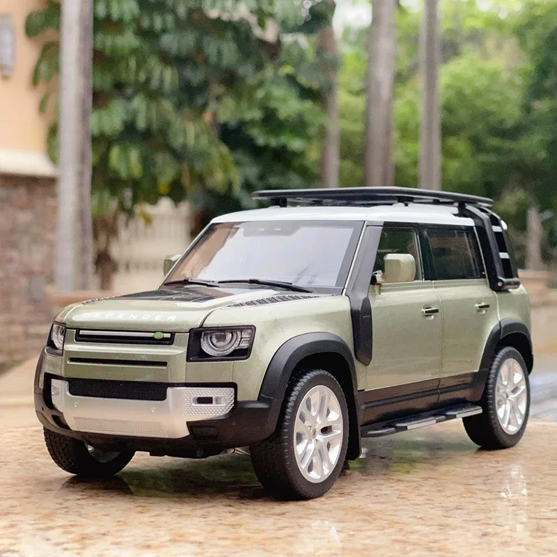 

1/18 Range Rover Defender SUV, модель автомобиля из сплава, литая под давлением, имитация металла, внедорожники, модель автомобиля, звук и свет, детская игрушка в подарок