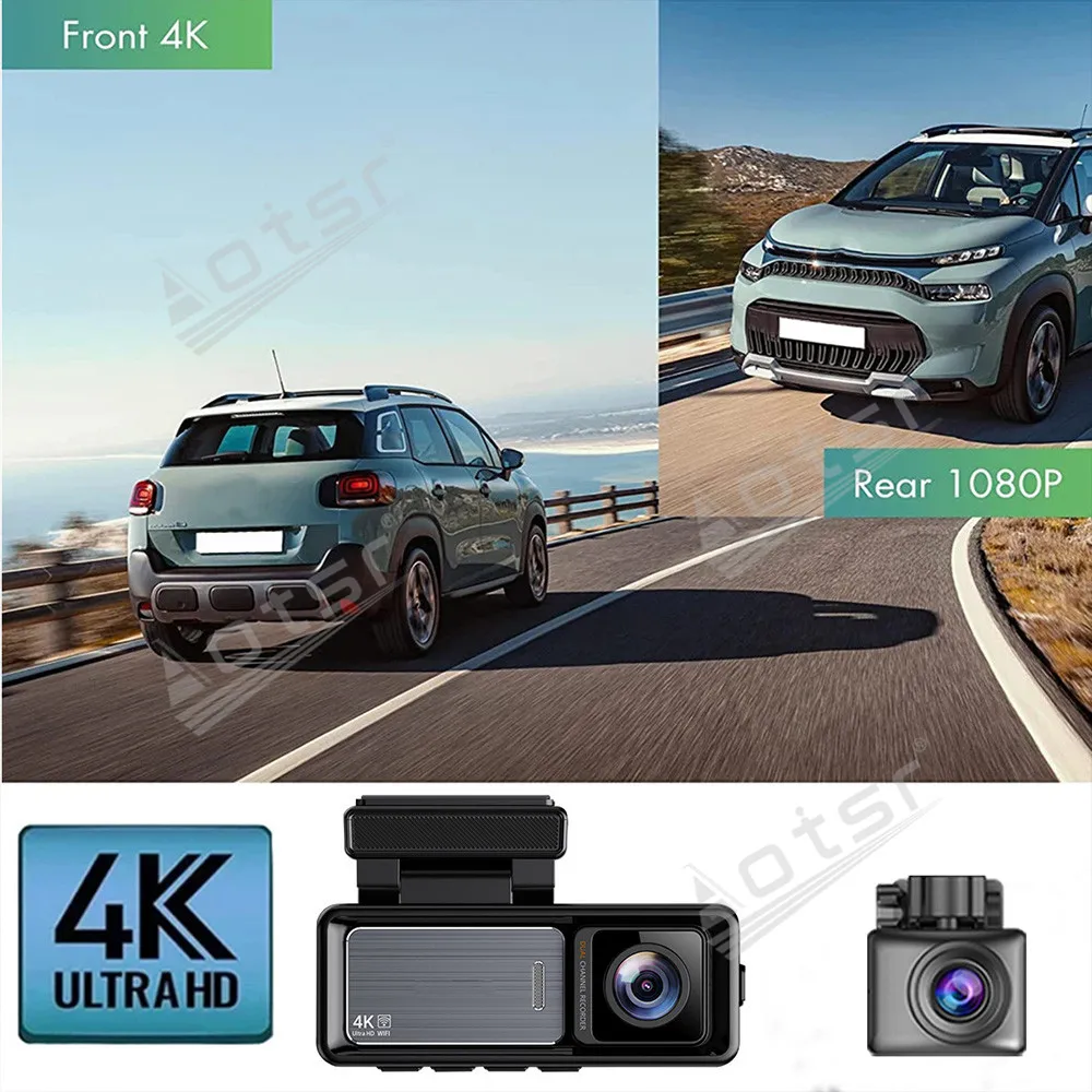 UHD 4K HD Car Dash Cam With WiFi Dual Lens Driving Recorder High Clarity Vehicle Security Camera Upgrade Accessory