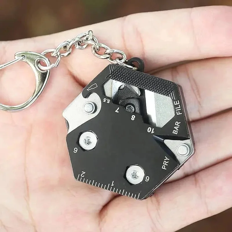 Multifunctional Hexagon Coin EDC Tool, Folding Coin Knife Keychain, Pocket Mini Fold Gear Screwdriver Outdoor Survival Tool