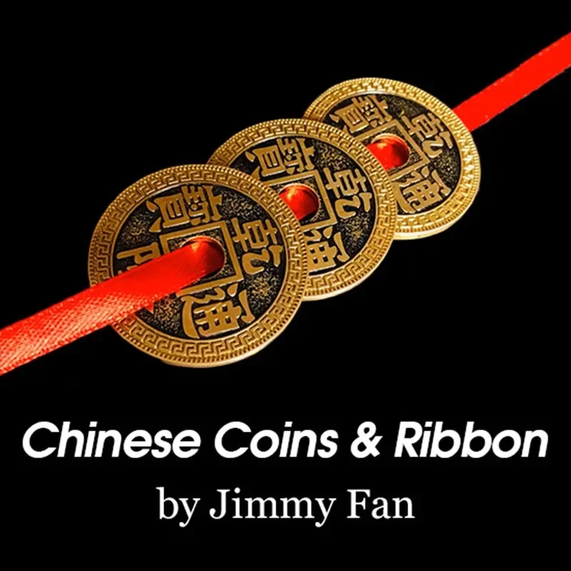Classic Chinese Coins and Ribbon – Jimmy Fan Coin Magic Tricks Illusions Close Up Charming Chinese Challenge Copy Coin Fun Prop