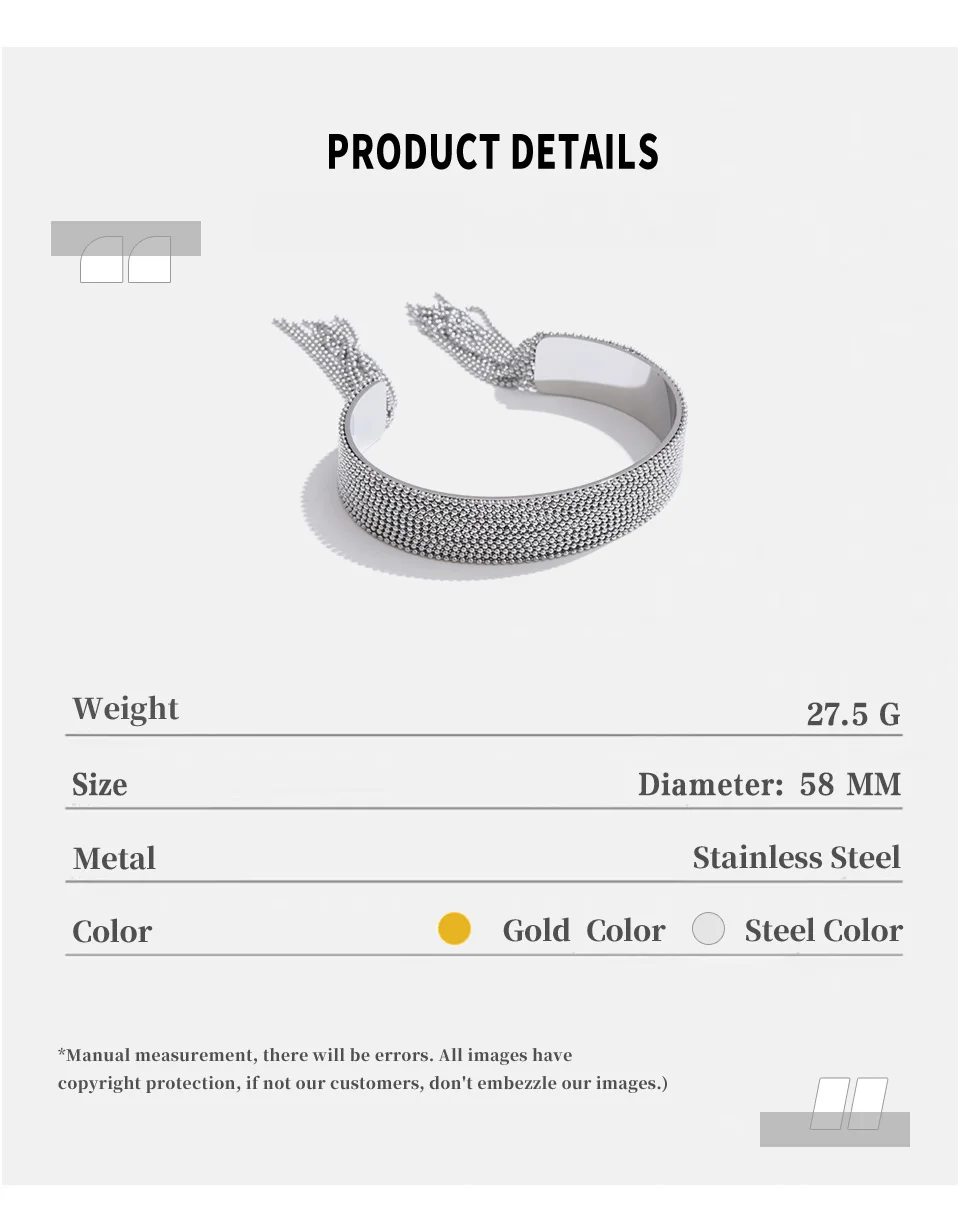 NiNice Stainless Steel Bracelet Tassel Cuffs Fashionable Design Personalized Jewelry Selected Popular Gifts