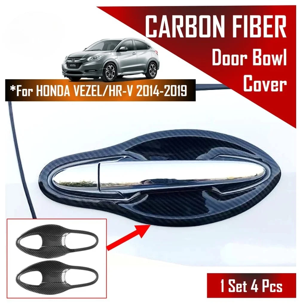 

Fit for Honda VEZEL / HR-V HRV 2014-2020 Front Door Handle Bowl Cover OUTER Trim Protector Carbon Fiber Accessories