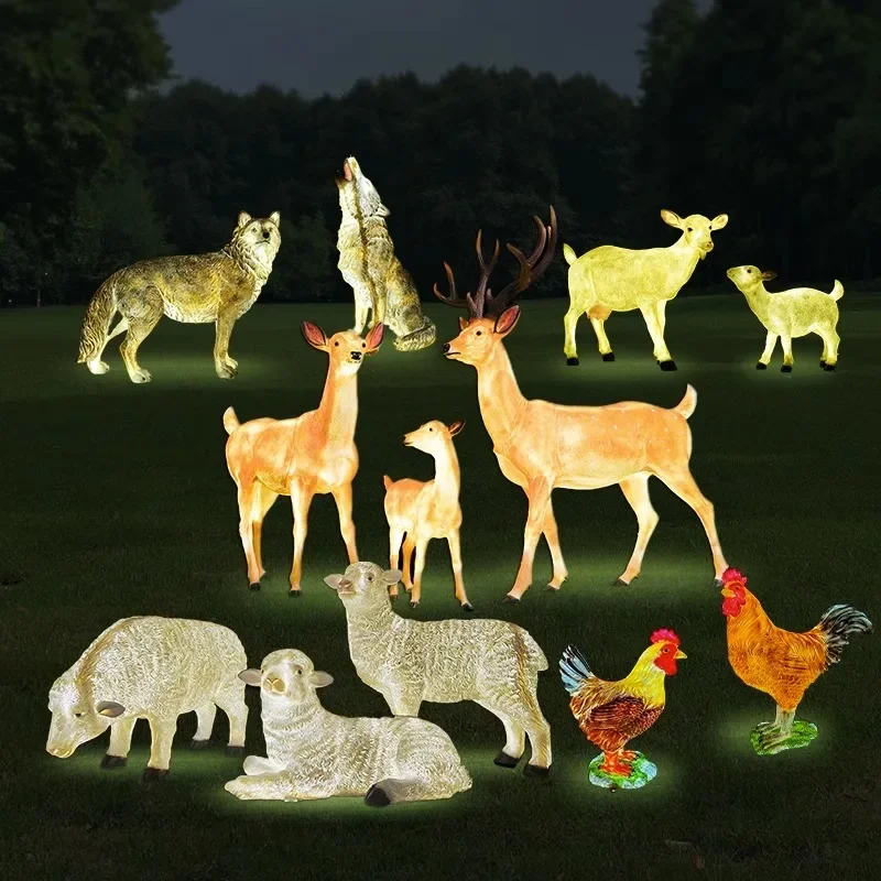 

Luminous LED Deer, White Egret, Peacock, Chicken, Horse, Sheep Animal Lamp Sculpture, Outdoor Garden Lighting Decoration Ornamen