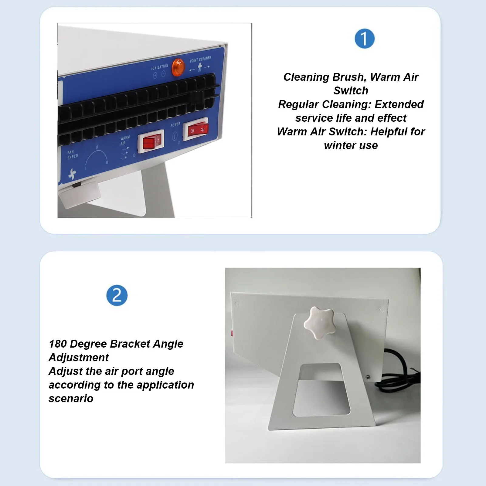 منفاخ الهواء المؤين التأريض 5.6KV إخراج تعديل تدفق الهواء الواسع مزيل الكهرباء الساكنة لرقائق وحدات LCD