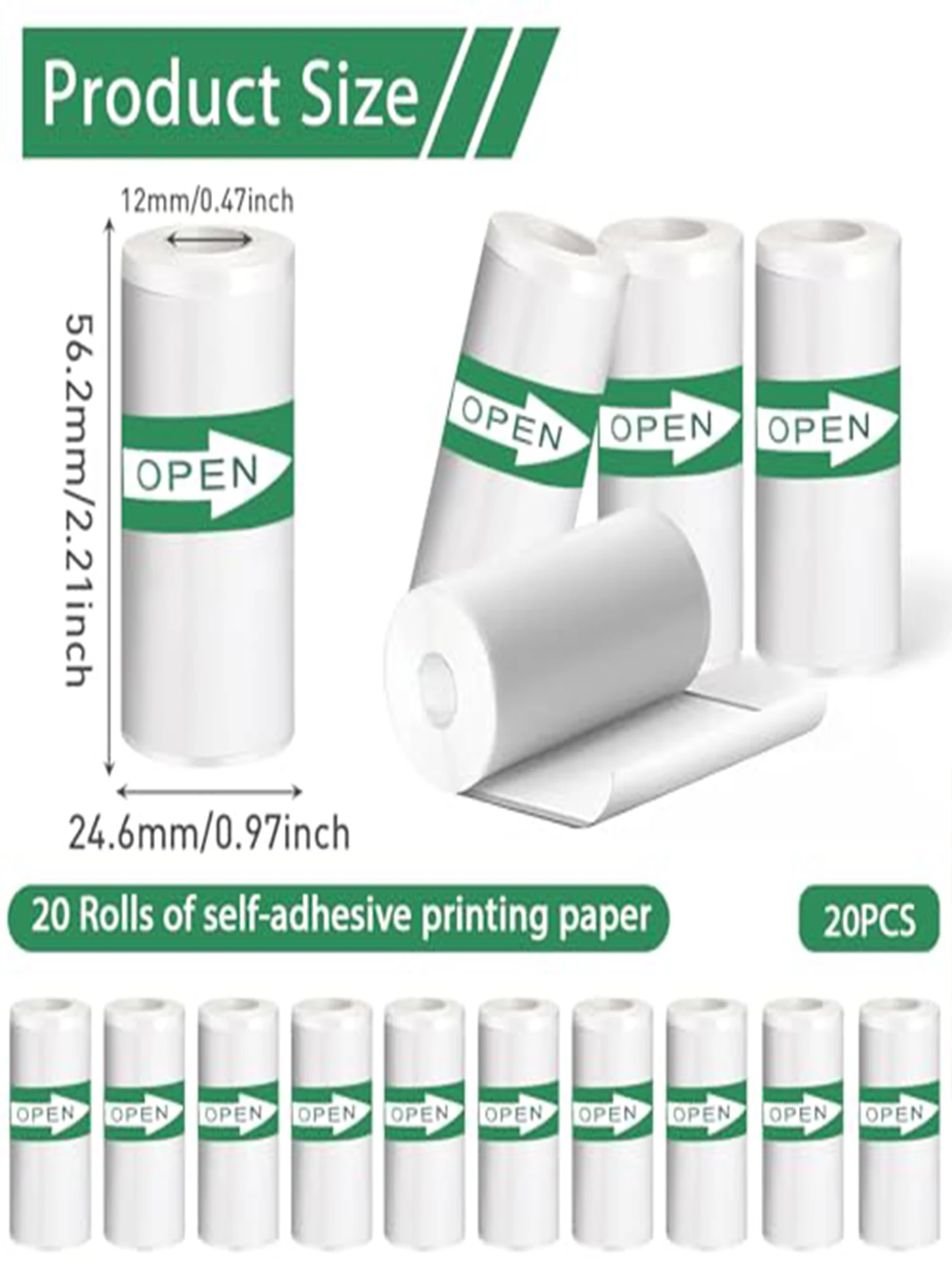 Mini Printer Paper,Thermal Sticker Paper,Self-adhesive,Mini Thermal Printer Paper,Mini Photo Printer Labels, For Photos, T
