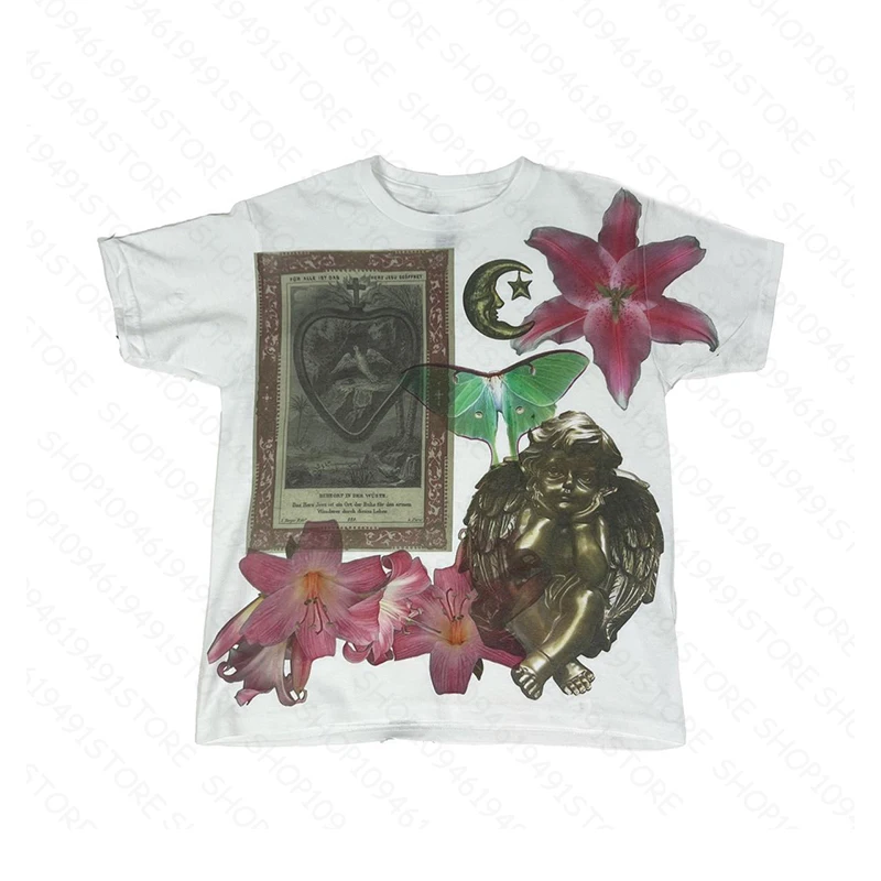 Y2k Clothes Gothic Croped Tops Letter Print Vintage Women Casual Baby Tee Streetwear Clothes Aesthetic Short Sleeve T-Shirt