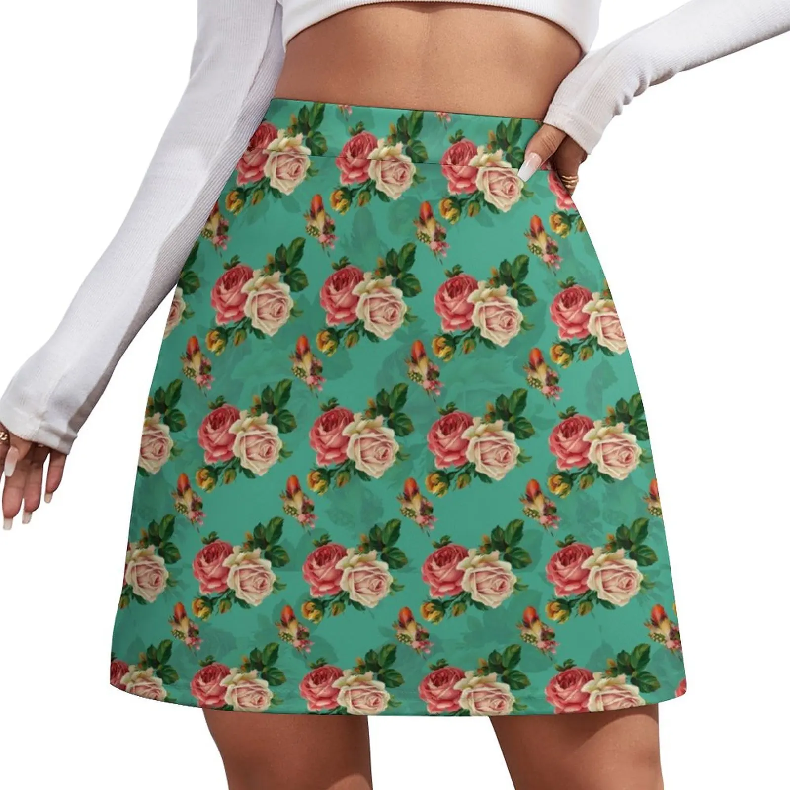 

VINTAGE ROSE PATTERN II Mini Skirt Kawaii women clothes korean style clothing