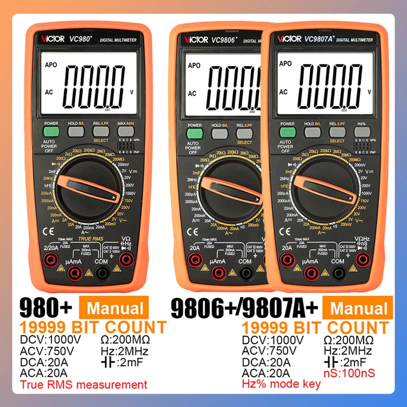 

VICTOR HIGH PRECISION DIGITAL MULTIMETER LCD Display with A Maximum Display of 19999 4 1/2 True RMS Electrical Instruments