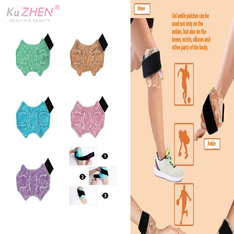 Gel reutilizável tornozelo/esporte pé terapia de gelo envoltório pacote de gel quente e frio com cinta ajustável para torcido tornozelo micro-ondas congelável