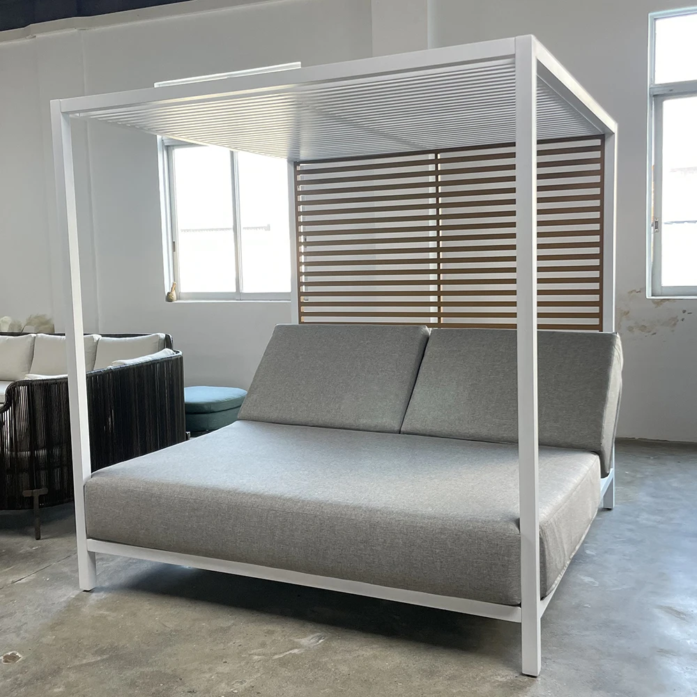 Luxury Customizable Patio Aluminum Daybeds With Canopy Double Aluminum Canopy-Bed With Cushionpromote sales