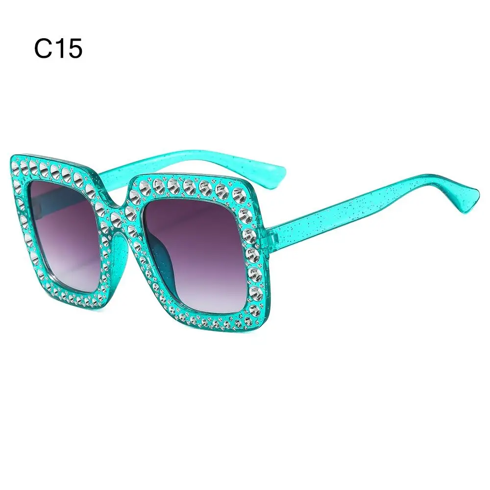 

Fashion Square Crystal Oversized Sunglasses Big Frame Sparkling Diamond Sun Glasses UV400 Protection Eyewear Women
