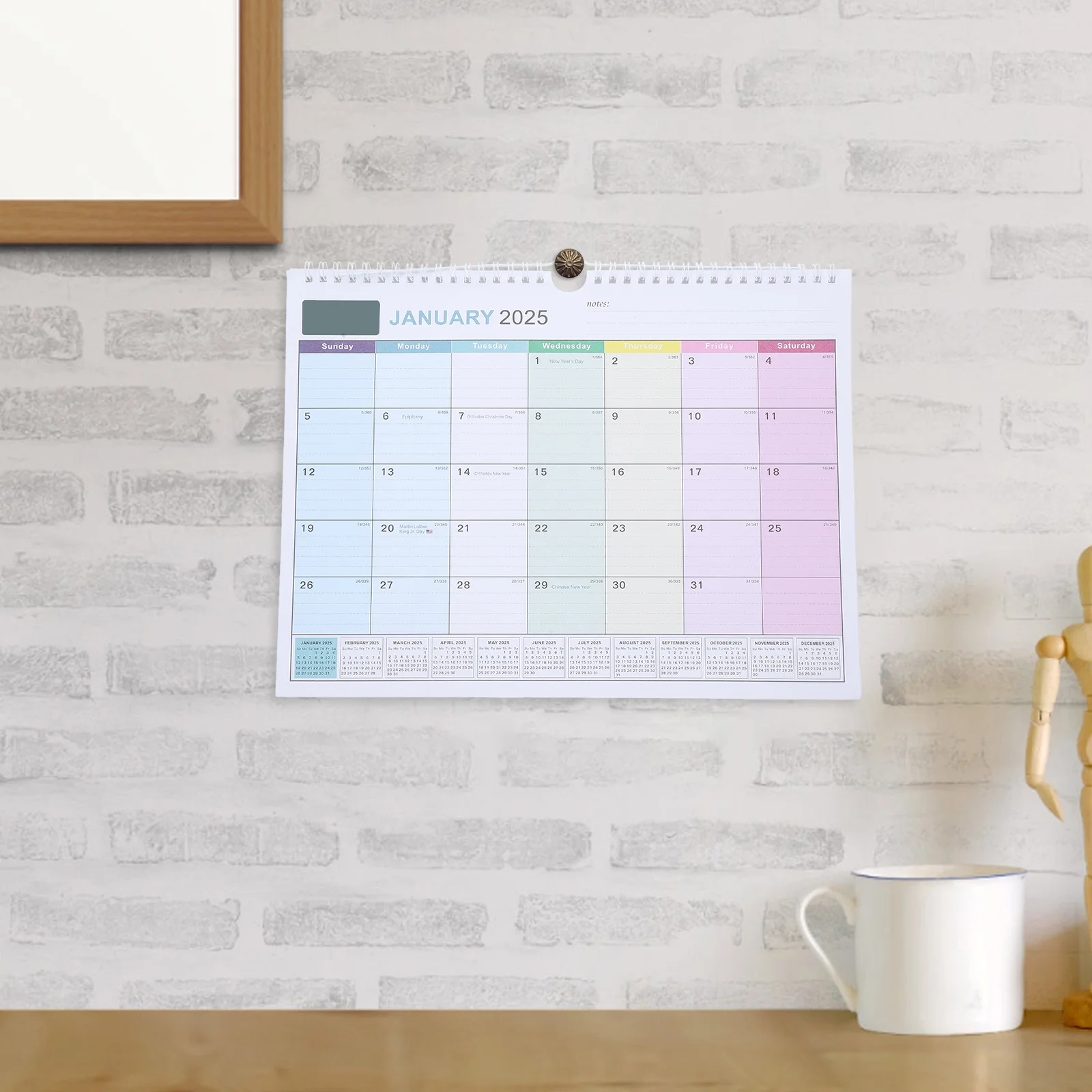 

Бумажный настенный календарь Fsc Минималистичный ежемесячный планировщик Спиральная переплет Домашний офис Годовой планировщик Праздники Вертикальная стена