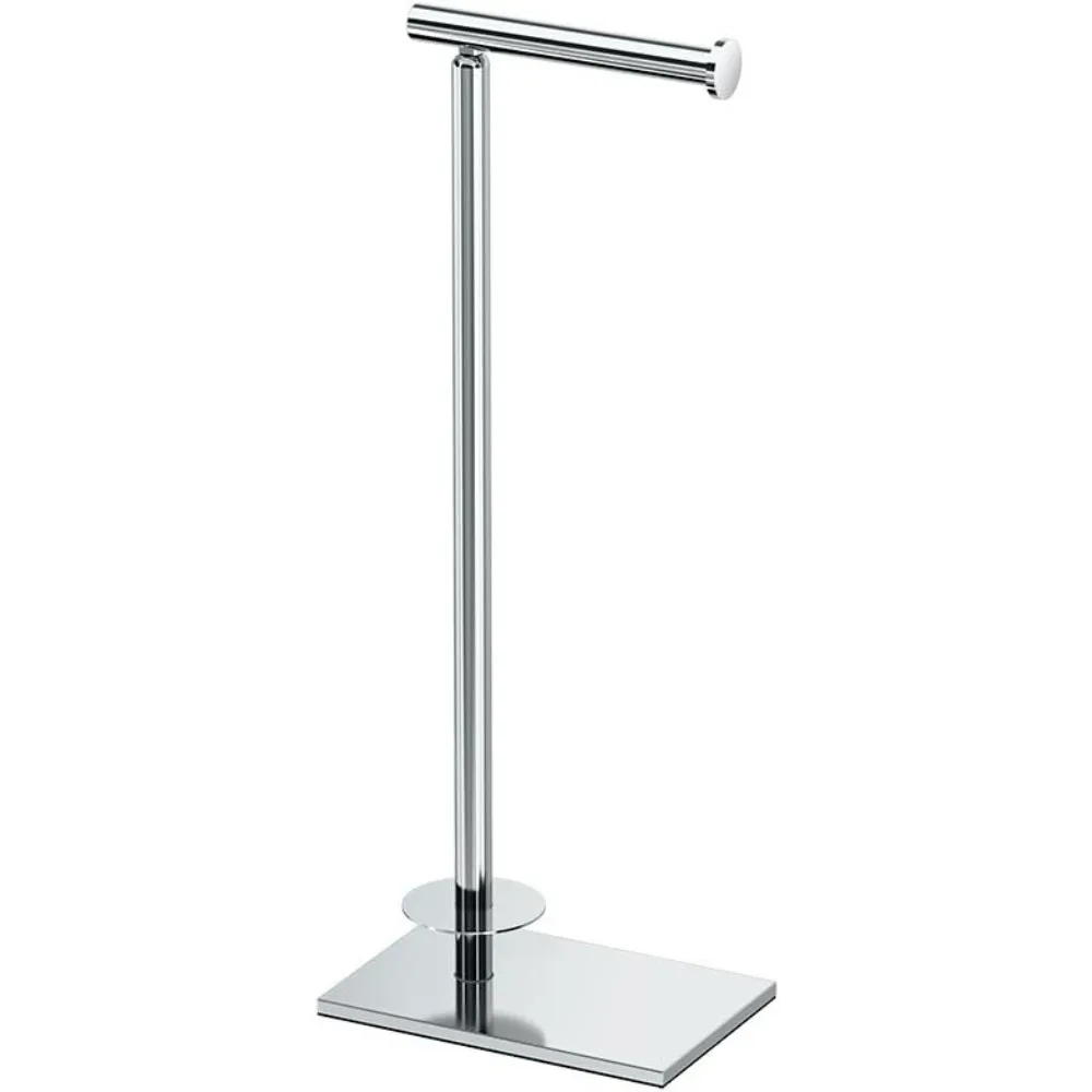 

Modern Square Toilet Paper Holder Stand with Storage in Chrome Finish, 21.13 Inches Tall