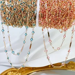 Trendy 0.5M/1M/2Meters Round Zircon Copper Chains Premium Glass Copper Chain for Women Bracelet Necklace Jewelry DIY Accessories