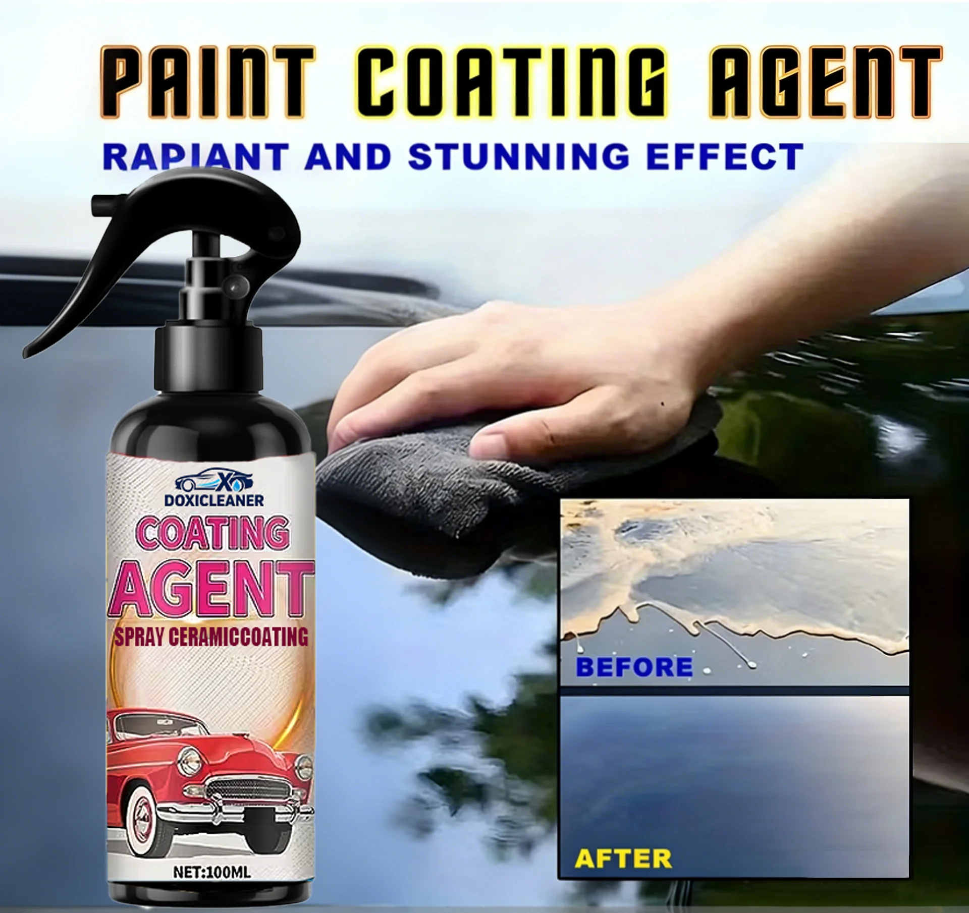 Sopami Car Nano Ceramic Coating Spray 3-in-1 High-Quality Scratch-Resistant Formula Gloss Finish Suitable for All Car Paint Type