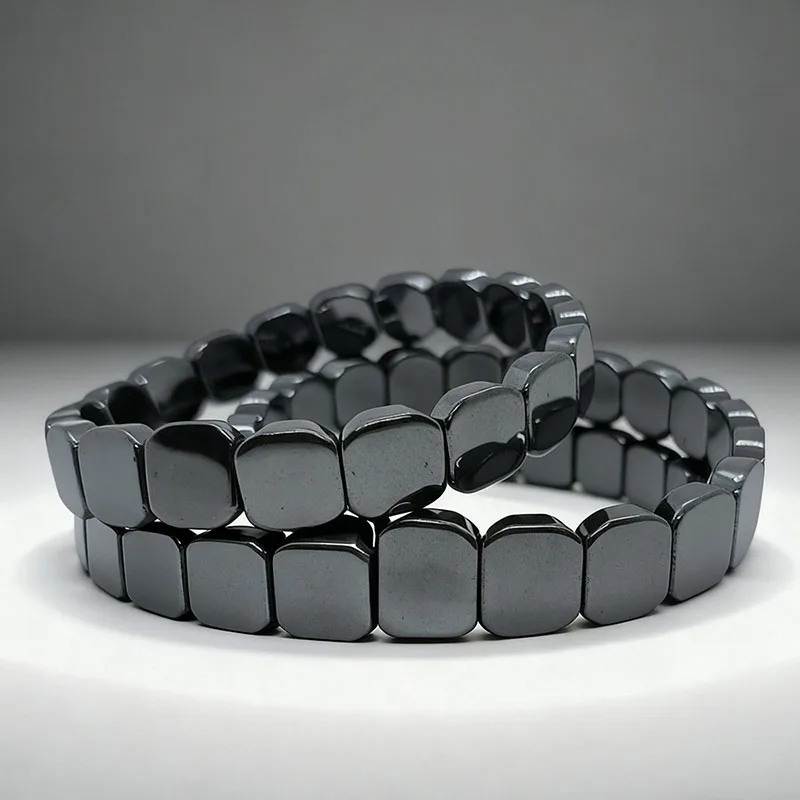 Bracelet minimaliste en hématite pour hommes et femmes, en pierre d'hématite naturelle, perlé, extensible, de guérison, bijoux cadeaux