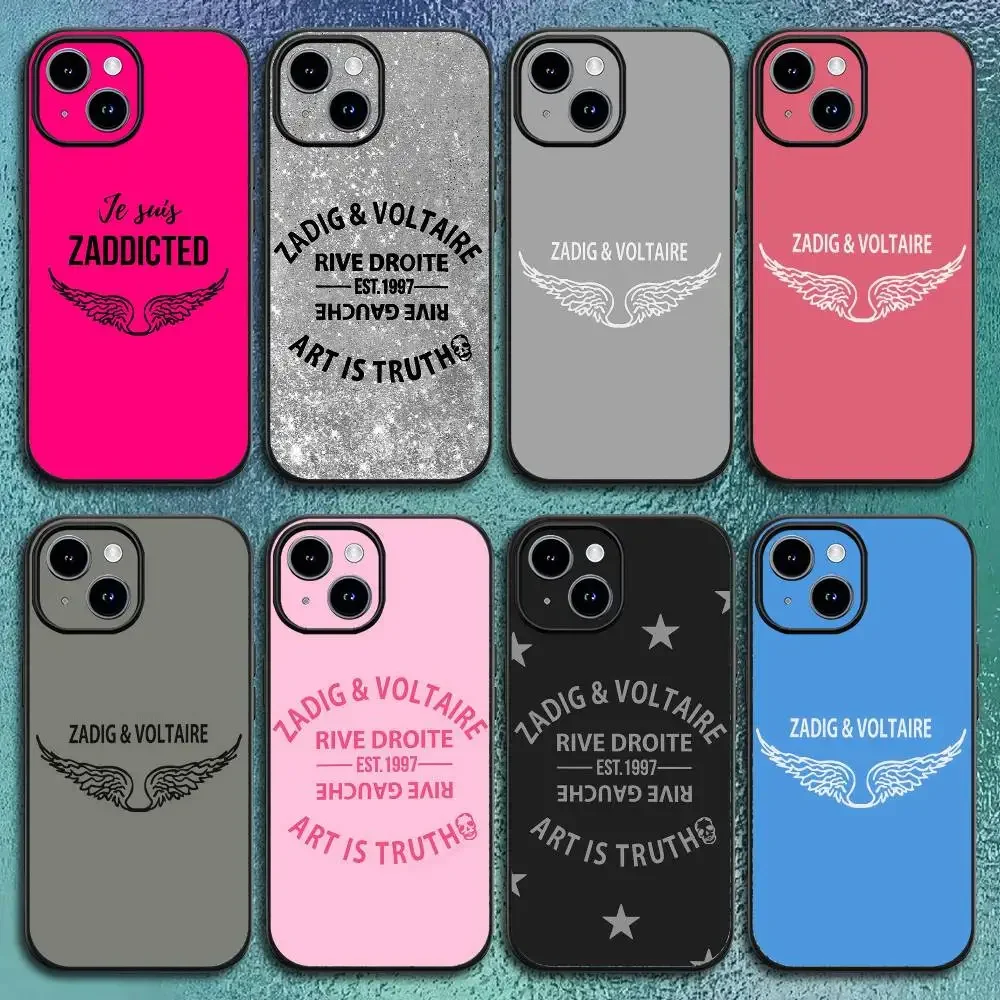 Light luxury Pattern Fashion Z-Zadig and V-VoltaireS Phone Case For 11 12 13 14 15 16Pro Max mini Pl