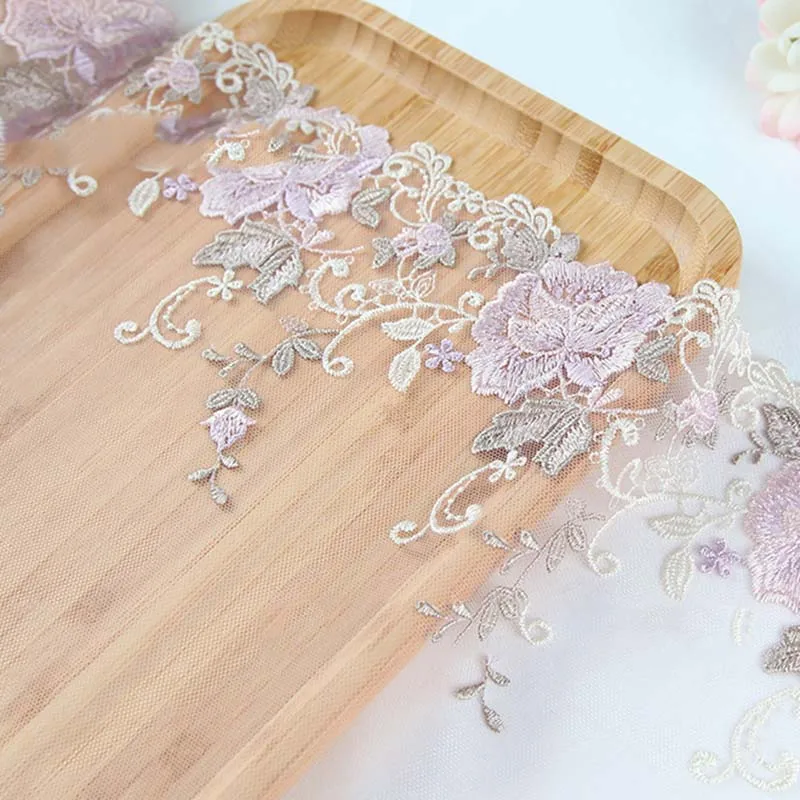 15Yds Embroidery Lace Trim Pink Purple DIY Craft Sewing Supplies Skirt Hem Decoration Accessories Dolls Wedding