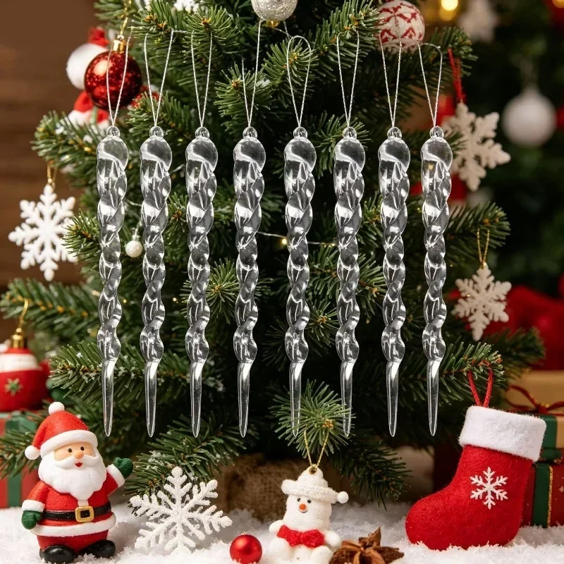 Transparente Acryl-Eiszapfen-Ornamente für Weihnachtsdekoration Kristall-Hängeanhänger Eiszapfen-Tropfen Weihnachtsbaum Hochzeits-Party-Zubehör – Detail 4