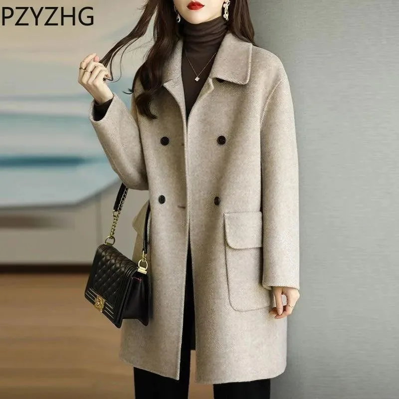 

Women Autumn and Winter New Thickened Mid-long Style Imitation Woolen Coat Age-reducing Temperament Korean Version Loose Coat