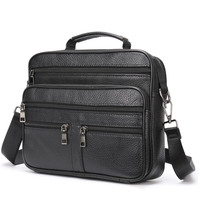 Fashion Men's Shoulder Bag Black Genuine Leather Handbag for Men Business Office Messenger Bag Male Crossbody Bag