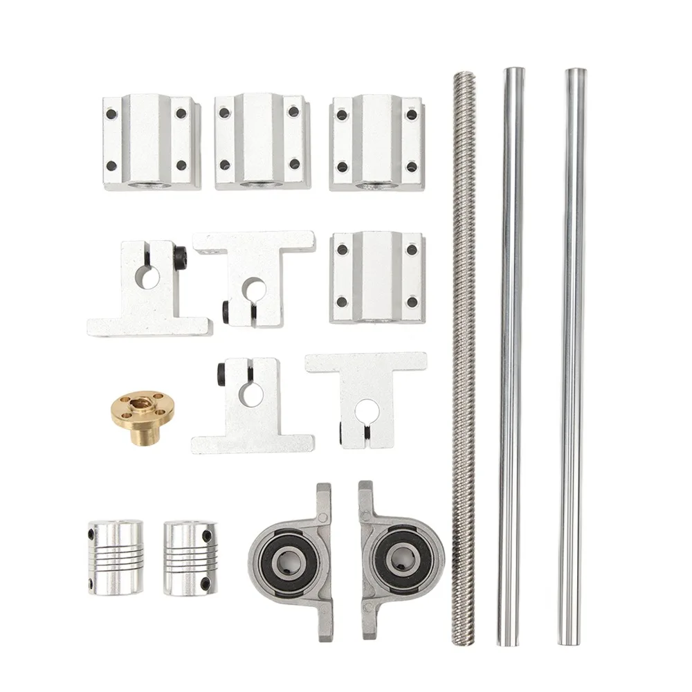 16pcs T8 Lead Screw Linear Motion Guide Rod SC8UU Block SK8 Support Lead Screw Shaft SCS8UU Block 8x200mm Rod