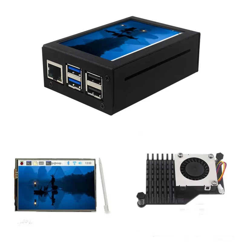 Raspberry Pi 5 3.5-inch Resistive Touchscreen LCD; all-in-one unit with metal/ABS case; 50Hz high refresh rate; 480x320 resoluti