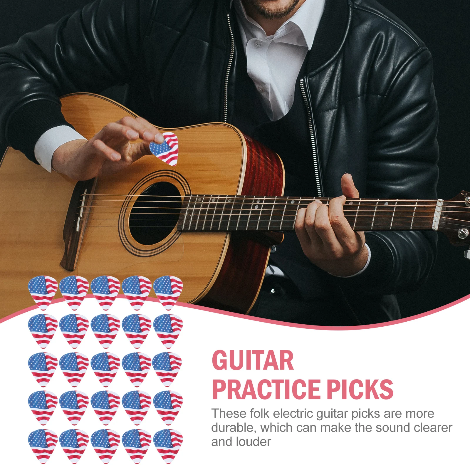 

25pcs Guitar Picks Durable Clear Sound Lightweight PVC M Ukulele Plectrum Electric Guitar Practice Accessories Folk
