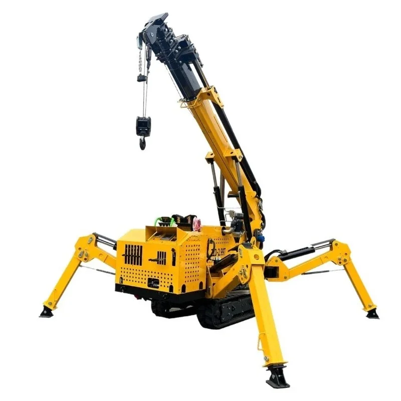 Indoor hoisting spider crane 2 tons 5 tons crawler crane aerial work mobile small folding
