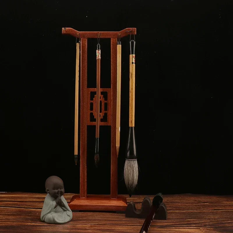 

Креативный держатель кистей для начинающих, простой прочный орех, высококачественные настольные принадлежности для каллиграфии в стиле ретро из красного дерева, новый китайский стиль