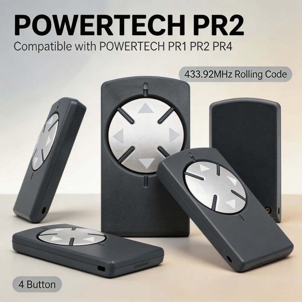 1-10PCS Powertech PR1 PR2 PR4 Garage Door Remote Control 433.92MHz Rolling Code Keyfob for PW200 PW220 PL500 PS500 Gate Opener