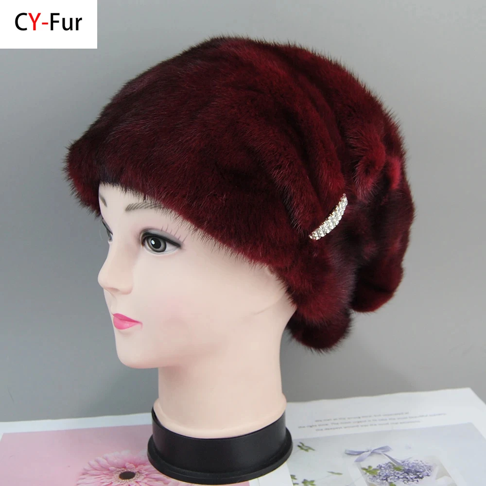 2024 New Hat Wholesale Bonnets Fashion For Female Fur Mink Fur Hat Women Solid Color Winter Warm Hat Women Real Fur Beanie Hat