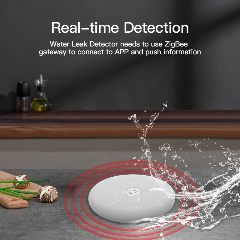 Tuya ZigBee Smart Water Leakage Sensor Detector IP54 Water Immersing Leak Overflow Alert Sensor Smart Home Security Protection