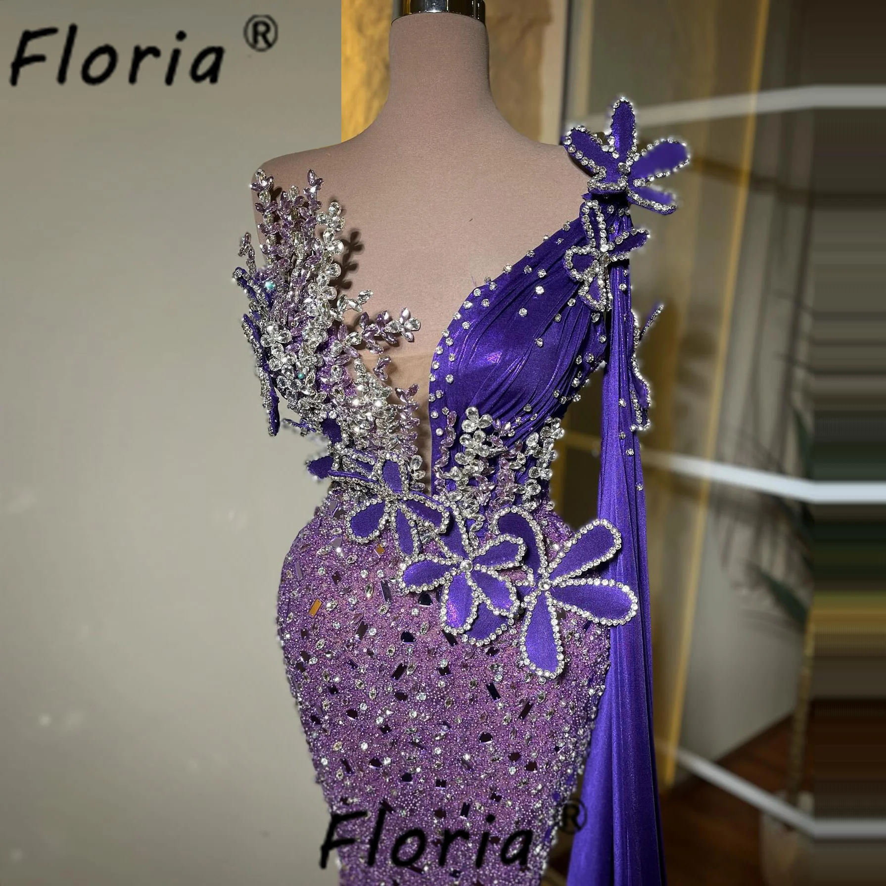 Luxurious Heavy Beads Crystal Evening Dress Fully Crystal Wedding Engagement Special Party Dresses Customized Robe de Soiree