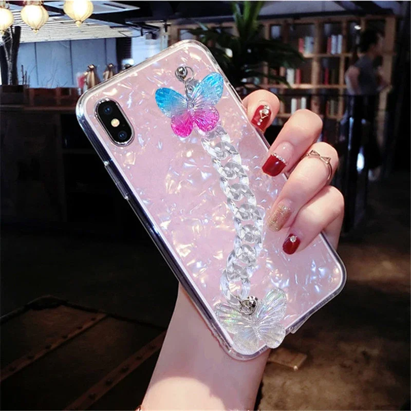 Luxury Brand Bling Diamond Clear Crystal Bracelet Soft Phone Case for IPhone15 15Plus 14Pro 11Pro 12Mini 13 Pro Max Back Cover