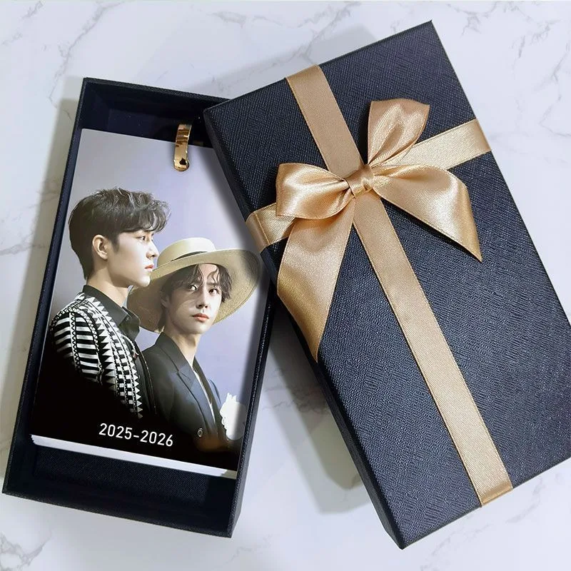 Bo Jun Yi Xiao 2025 2026 Biannual Week Calendar Star Simple Desk Calendar Xiao Zhan and Wang Yibo Desk Calendar Peripherals