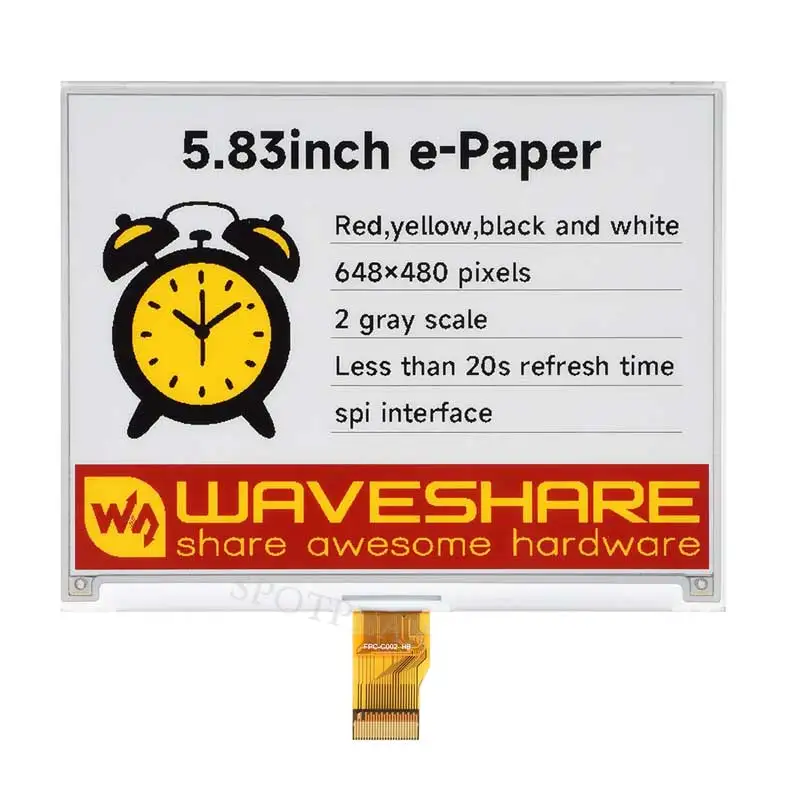 Raspberry Pi 5.83 inch e-Paper link (G) RYBW 800x480 Display Module For Arduino / Jetson / STM32 /ESP32