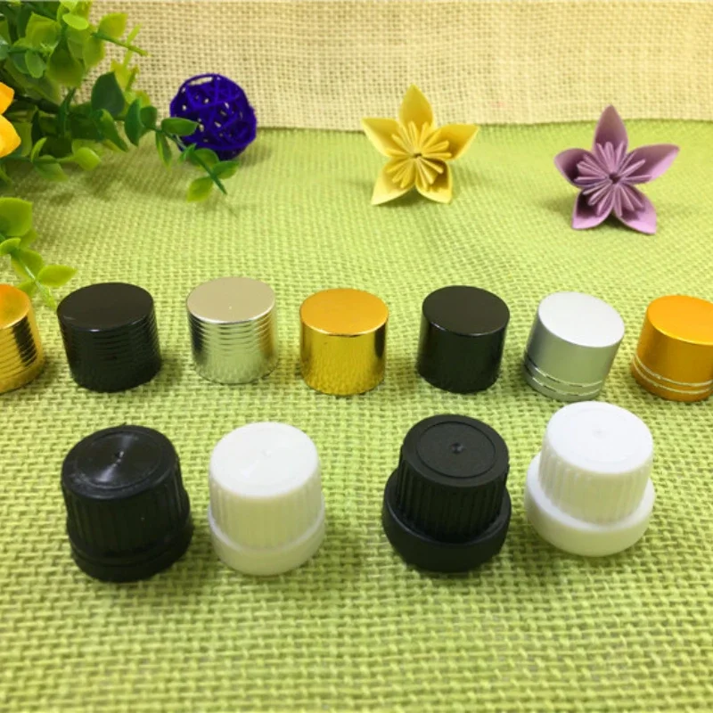 20-500pcs/lot 18/410 Essential Oil Bottles cap Black/gold/silver/white cover plastic lid Metal thread lid glass bottle 5-100ml