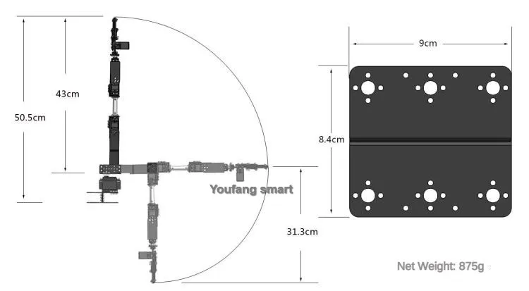 Splitter 6 dof Roboterarm Metall legierung mechanische Arm klaue mg996 für Arduino/esp32 Roboter DIY Kit programmier barer Roboter Open Source Code – Detail 8