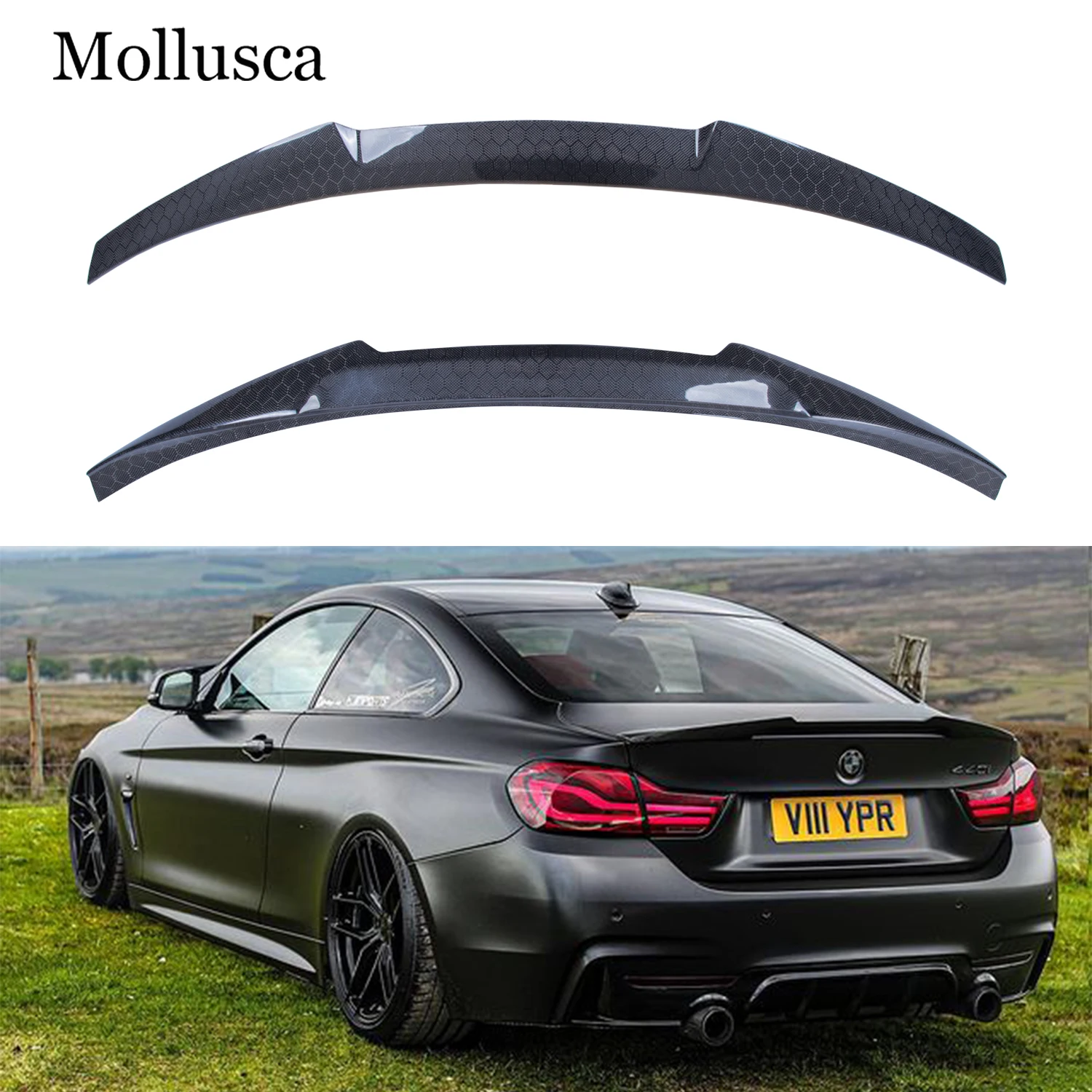 

For BMW 4 Series F32 Coupe M4 Style Honeycomb Carbon fiber Rear Spoiler Trunk wing 2013-2019