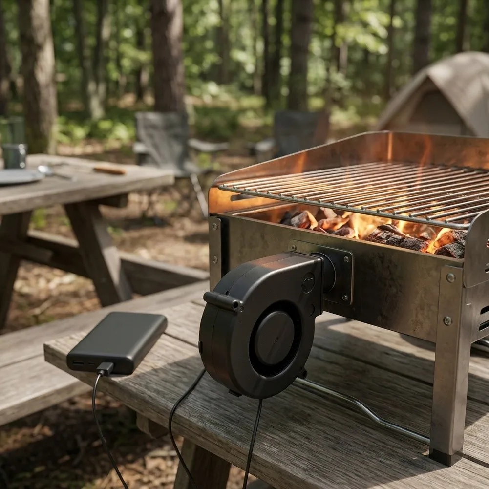5V USB Powered Blower For Barbecue Grill Camping, Silent Outdoor Firewood Fan With Single-Speed Airflow For Efficient Cooking