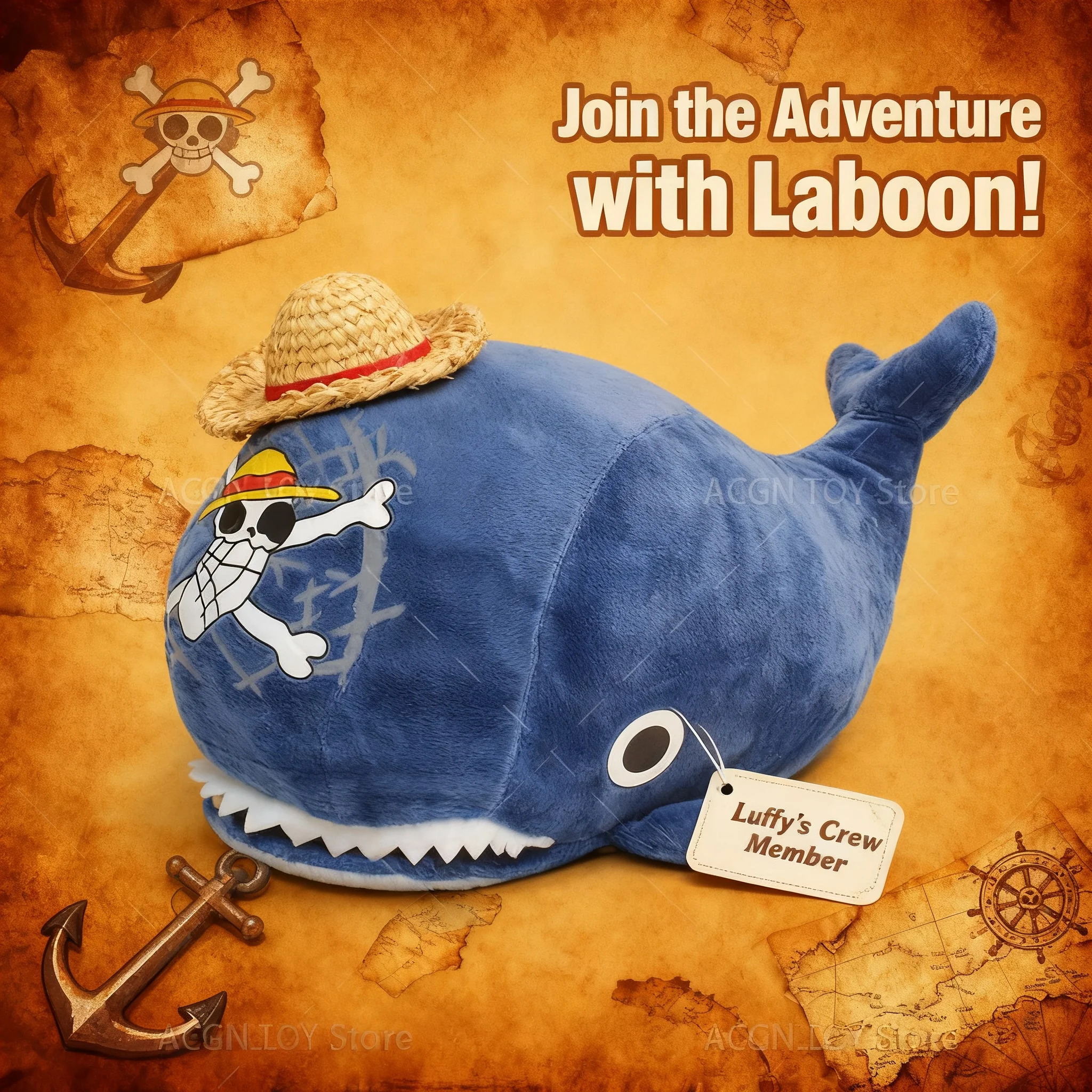 

Original One Piece Plush Toy Laboon Stuffed Animal Anime Cute Soft Pillow Gift for Kids Adults 30x16x15.5cm Cartoon Collectible