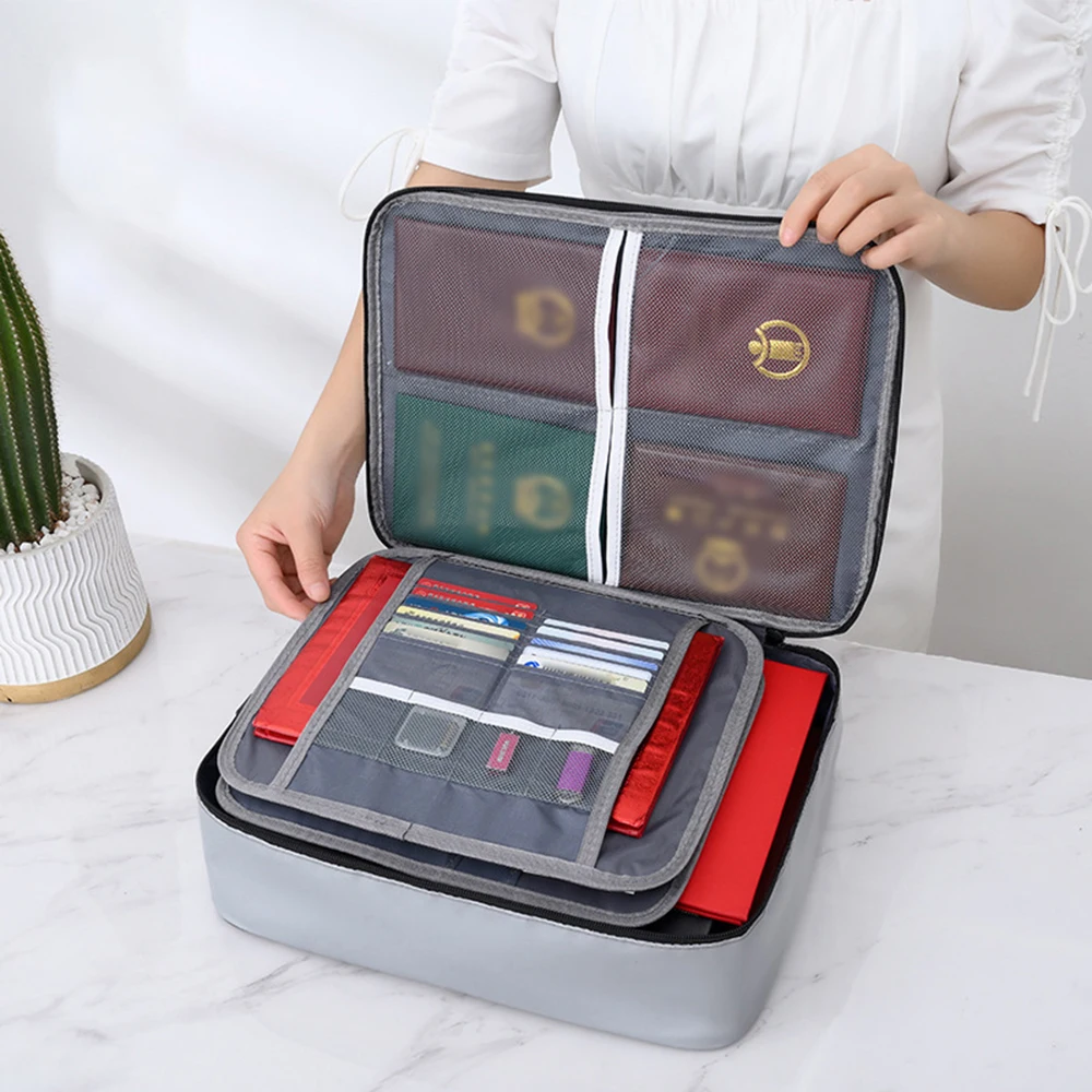 Document Storage Bag, Card Bag, Household Large Capacity Archive Bag, Passport Document, Oxford Cloth Travel Storage Bag Handbag image 4