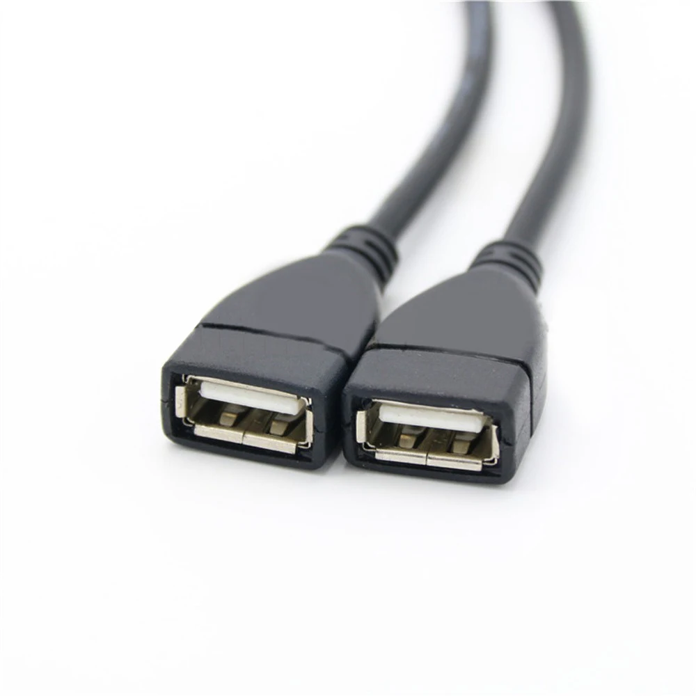 USB Carregamento Cabo de Alimentação Extensão, Data Hub Adaptador de Alimentação, Y Splitter, Dual USB Feminino, 2.0 A, 1-10Pcs