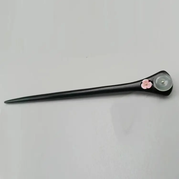 Original Guofeng Sandalwood Jade Hairpin Women's Retro Shell Flower Simple Daily Hair Pan Step Cheongsam Headwear