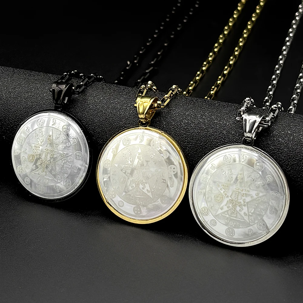 Jewish Tetragrammaton Hebrew Pentagram Chain For Women Men Stainless Steel Natural Shell Religion Jew Necklaces Jewelry Gifts