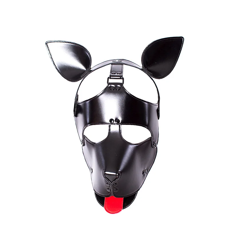 Fetish Cosplay Games Sexy Puppy Mask with Zipper Hood for Women Men Halloween Party Myserious Mask Role Play Costume Accessory