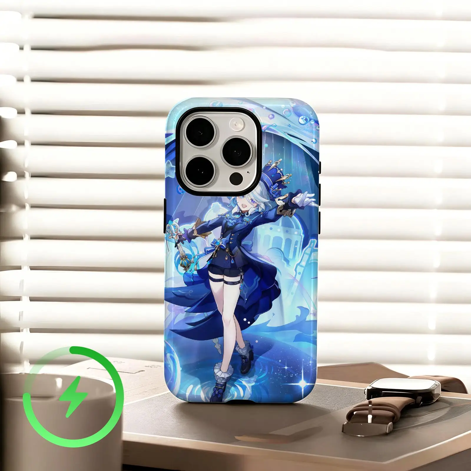 Genshin Impact Furrina  Phone Case For iPhone17 16 16e 15 14 13 12Plus Pro Max Glossy Magnetic Film Case