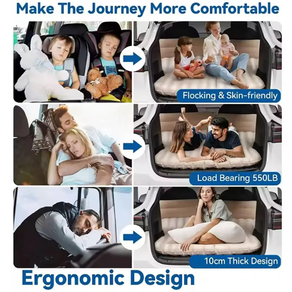 ل تسلا ModelY بولي كلوريد الفينيل نفخ مرتبة هوائية التخييم في الهواء الطلق نفخ خاص الجلد المدبوغ النسيج سيارة سرير سفر للطي بساط نوم