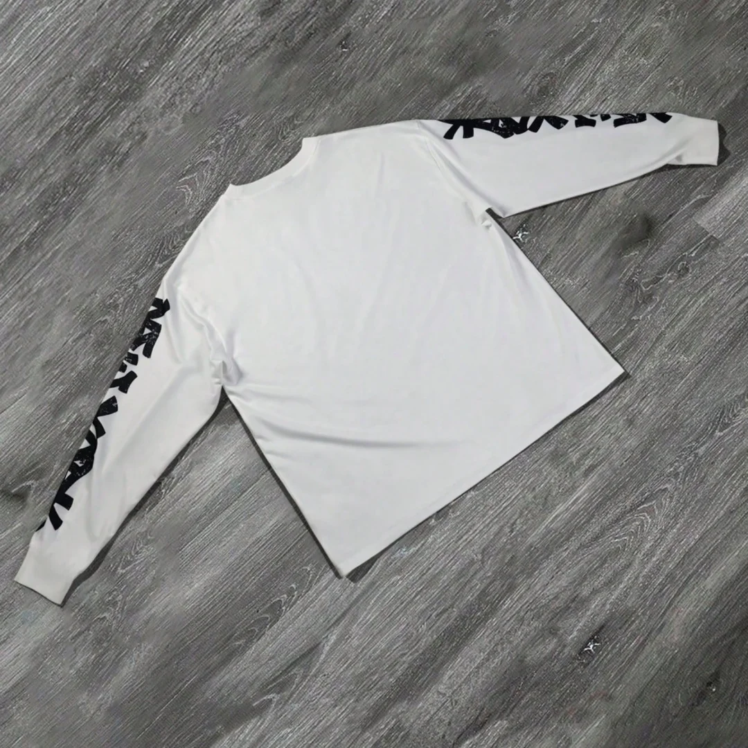 Men's Summer T-Shirt Vintage Graffiti Print Crew Neck Long Sleeve Loose Streetwear Tee Retro Art Casual Hip Hop Fashion Top